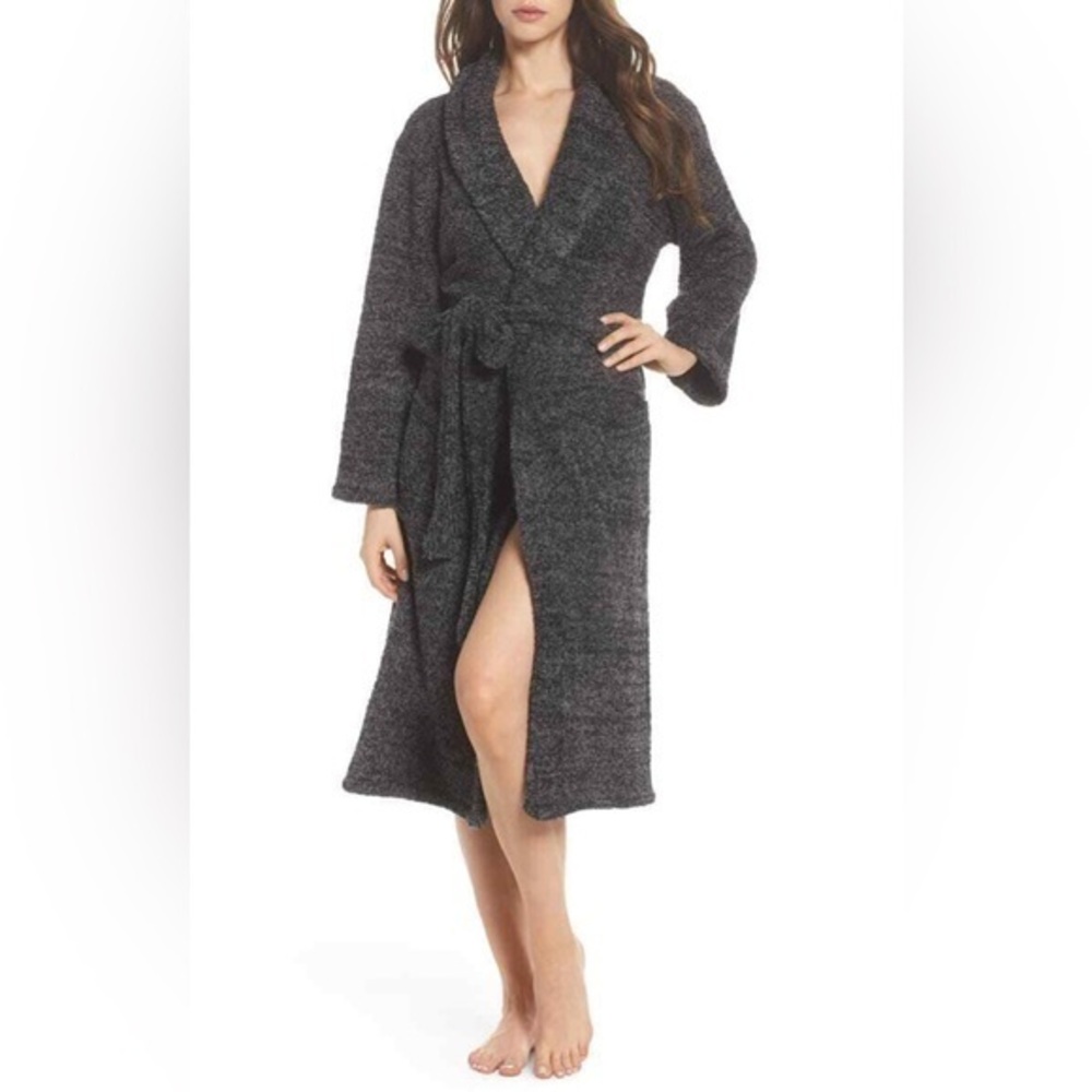 Barefoot Dreams Adult Robe CozyChic Size 1 Black Graphite Grey